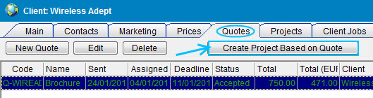 Create Project based on Quote